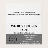 Eenvoudige Realtor Grey White We kopen volkshuisve Visitekaartje (Buitenkant ongevouwen)