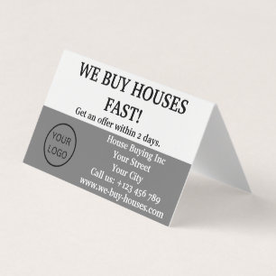 Eenvoudige Realtor Grey White We kopen volkshuisve Visitekaartje