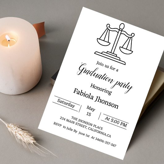 Eenvoudige rechtenuniversitaire afgestudeerpartij aankondiging