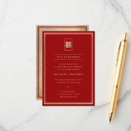 Eenvoudige Rechthoek Dubbele Geluk Thee Ceremonie Informatiekaartje