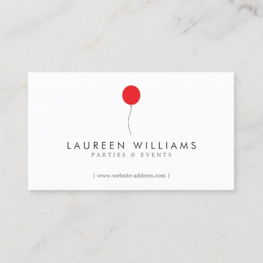 Eenvoudige Red Balloon Event Planner, Party Planne Visitekaartje (Voorkant)
