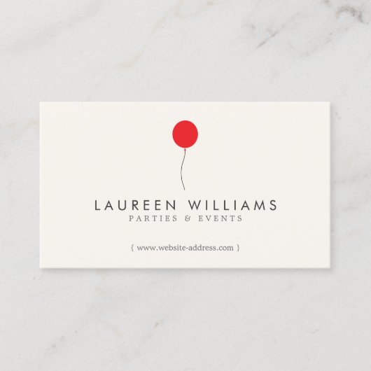 Eenvoudige Red Balloon II Event Planner, Party Pla Visitekaartje (Voorkant)
