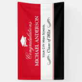 Eenvoudige Red Black White Graduparty Spandoek (Verticaal)