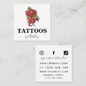Eenvoudige Red Dragon Tattoo Artiest Salon Social  Vierkante Visitekaartje (Voorkant / Achterkant)
