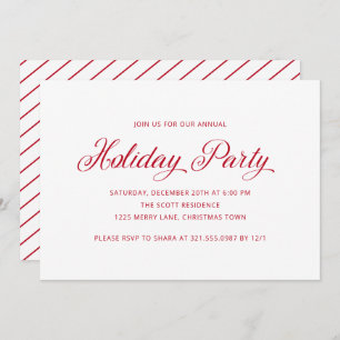 Eenvoudige Red Elegant Holiday Party Kaart
