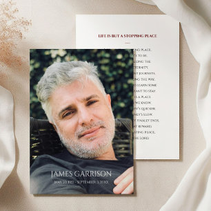 Eenvoudige Red Funeral Prayer Card met foto Informatiekaartje