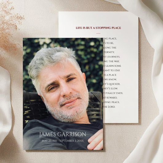 Eenvoudige Red Funeral Prayer Card met foto Informatiekaartje