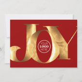 Eenvoudige Red & Gold Joy Business Logo Prettige f Feestdagenkaart (Voorkant)