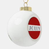 Eenvoudige Red Jolly Modern Typografie Keramische Bal Ornament (Links)