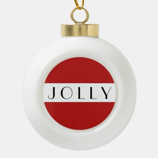 Eenvoudige Red Jolly Modern Typografie Keramische Bal Ornament (Voorkant)