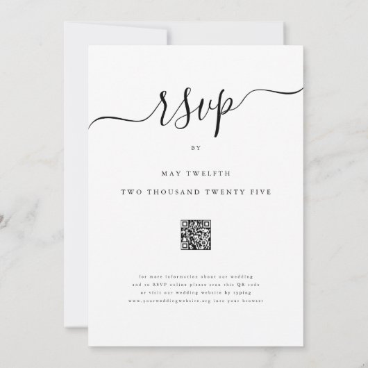 Eenvoudige Red Rose Elegant Script QR Code Wedding Kaart (Achterkant)