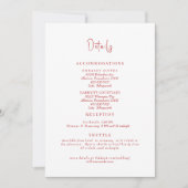 Eenvoudige Red Rose Wedding Details behuizing Kaart (Voorkant)