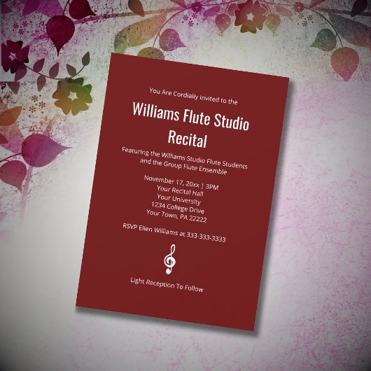 Eenvoudige Red Treble Clef fluit muziek overweging Kaart