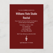 Eenvoudige Red Treble Clef Music Studio Overweging Uitnodiging Briefkaart (Voorkant)