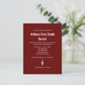 Eenvoudige Red Treble Clef Music Studio Overweging Uitnodiging Briefkaart (Staand voorkant)