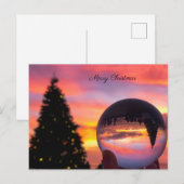 Eenvoudige reflectie op zonsonderste kerstboom feestdagenkaart (Voorkant / Achterkant)