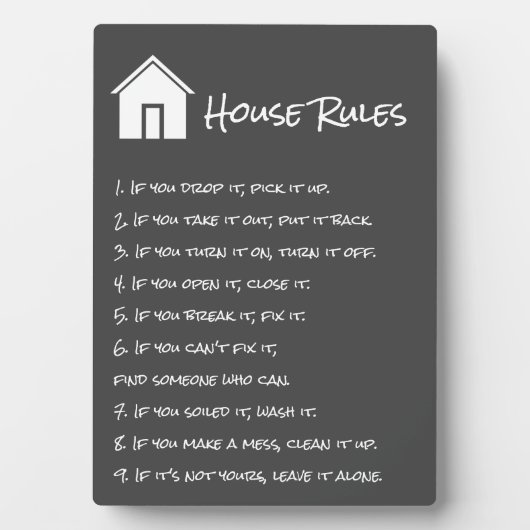 Eenvoudige regels voor donkergrijs en wit huis fotoplaat (voorkant)