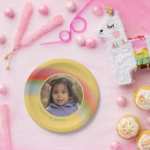 Eenvoudige regenboog aangepaste verjaardagsfoto papieren bordje (Feest)