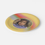 Eenvoudige regenboog aangepaste verjaardagsfoto papieren bordje (Gekanteld)