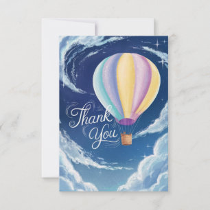 Eenvoudige Regenboog Hete Luchtballon Bedankkaart