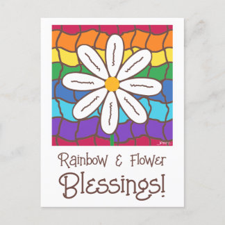 Eenvoudige regenboog madeliefje denken aan je briefkaart