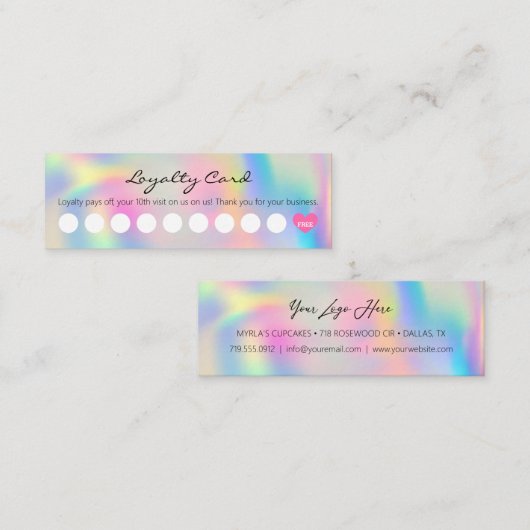 Eenvoudige regenboog van klanten met hart klantenkaartje (Voorkant / Achterkant)