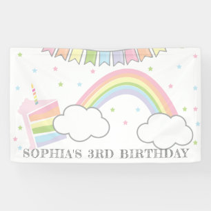 Eenvoudige regenboogCake Birthday Spandoek