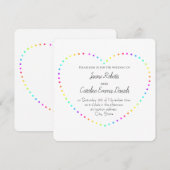 Eenvoudige regenbooghartslag Lesbian Wedding Kaart (Voorkant / Achterkant)