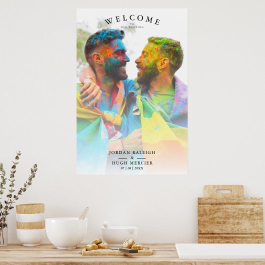 Eenvoudige regenboogkleuren LGBT Weddenschap met p Poster (Keuken)