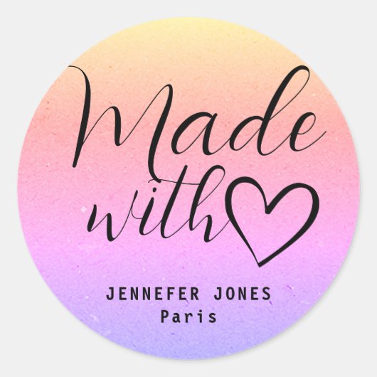 Eenvoudige regenboogminimalist met liefdeshart ronde sticker (Voorkant)