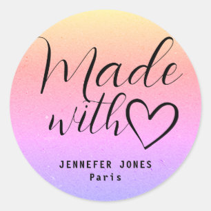 Eenvoudige regenboogminimalist met liefdeshart ronde sticker