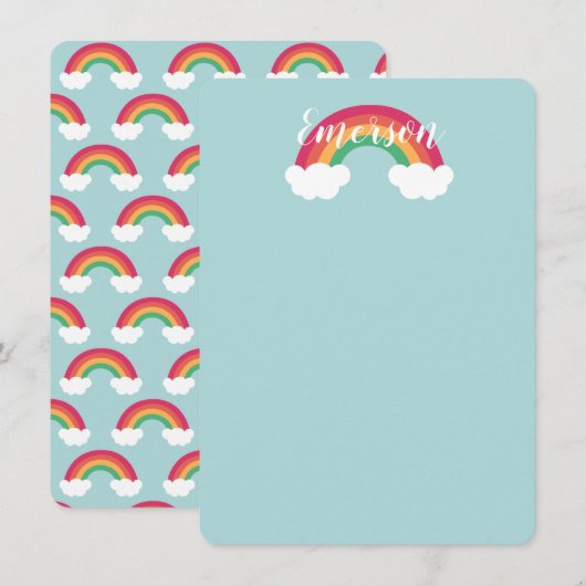 Eenvoudige regenboogwolken Kinder Bedankkaart (Voorkant / Achterkant)