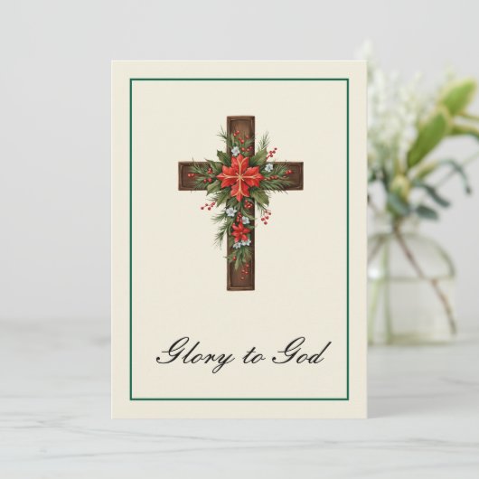 Eenvoudige Religie Christelijk Kruis Kerst Jezus Feestdagenkaart (Staand voorkant)