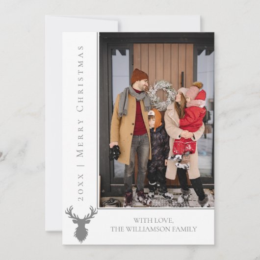 Eenvoudige Rendier Kerstkaart | Wit (Voorkant)