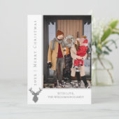 Eenvoudige Rendier Kerstkaart | Wit (Staand voorkant)