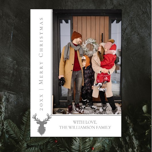 Eenvoudige Rendier Kerstkaart | Wit