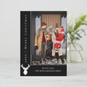 Eenvoudige Rendier Kerstkaart | Zwart (Staand voorkant)