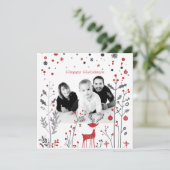 Eenvoudige Rendieren Familie Foto Kerst Kaart (Staand voorkant)