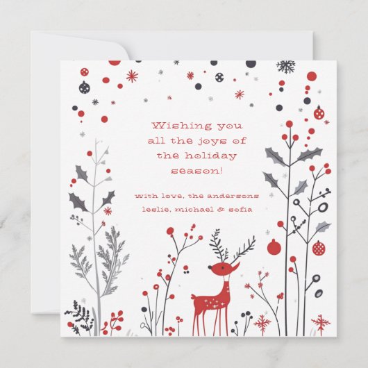 Eenvoudige Rendieren Familie Foto Kerst Kaart (Achterkant)