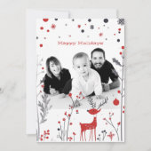 Eenvoudige Rendieren Familie Foto Kerst Kaart (Voorkant)