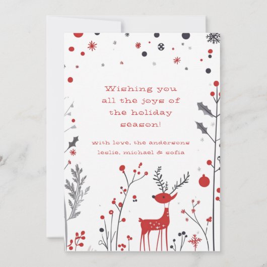 Eenvoudige Rendieren Familie Foto Kerst Kaart (Achterkant)