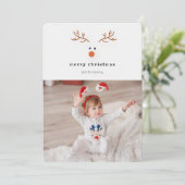 Eenvoudige rendiervakantiefotokaart feestdagenkaart (Staand voorkant)