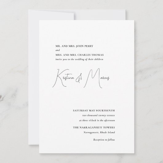 Eenvoudige repetitie diner uitnodiging (Voorkant)