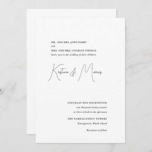 Eenvoudige repetitie diner uitnodiging (Voorkant / Achterkant)