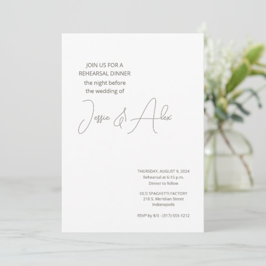 Eenvoudige repetitie diner uitnodiging (Staand voorkant)