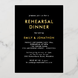 Eenvoudige repetitie zwart goud in zwart-wit folie uitnodiging
