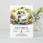 Eenvoudige reptielenpartij verjaardag kaart (Staand voorkant)