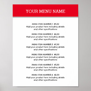 Eenvoudige restaurant menu prijslijst sjabloon Pos Poster