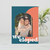 Eenvoudige retrendgeometrische foto Blauwgroen We  Aankondiging (Staand voorkant)