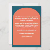 Eenvoudige retrendgeometrische foto Blauwgroen We  Aankondiging (Achterkant)